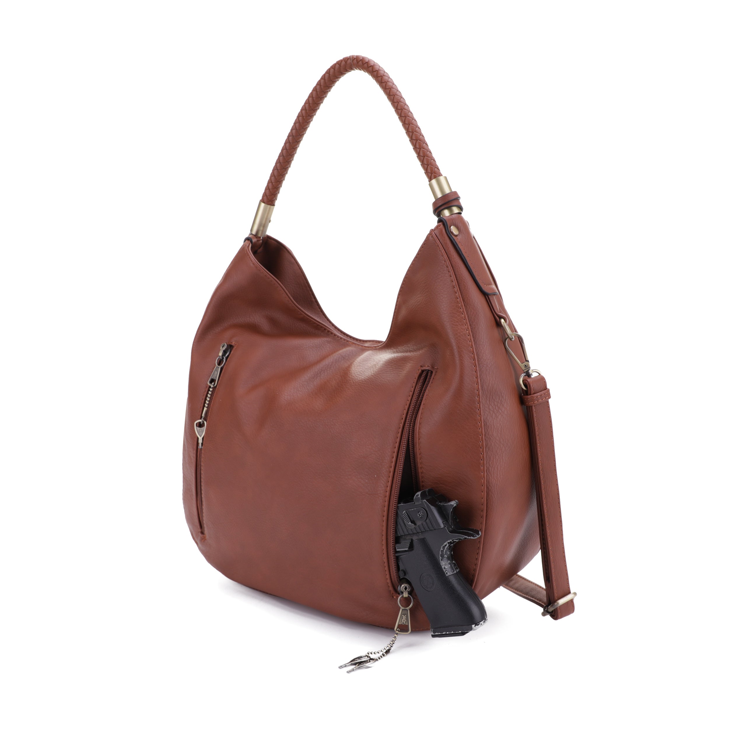 Sienna Concealed Carry Lock and Key Tassel Hobo Shoulder Bag