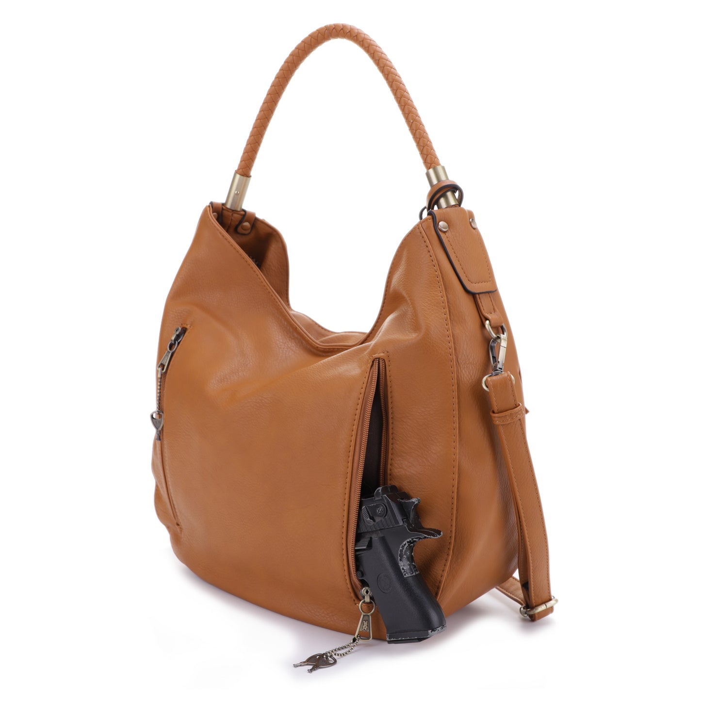 Sienna Concealed Carry Lock and Key Tassel Hobo Shoulder Bag