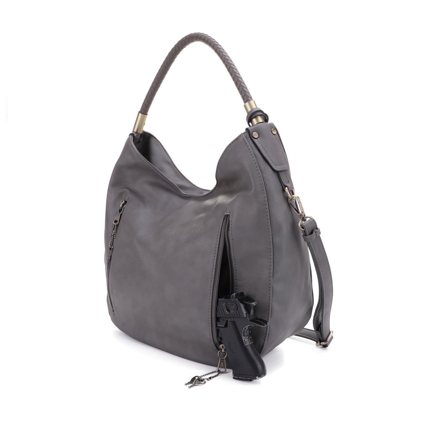 Sienna Concealed Carry Lock and Key Tassel Hobo Shoulder Bag