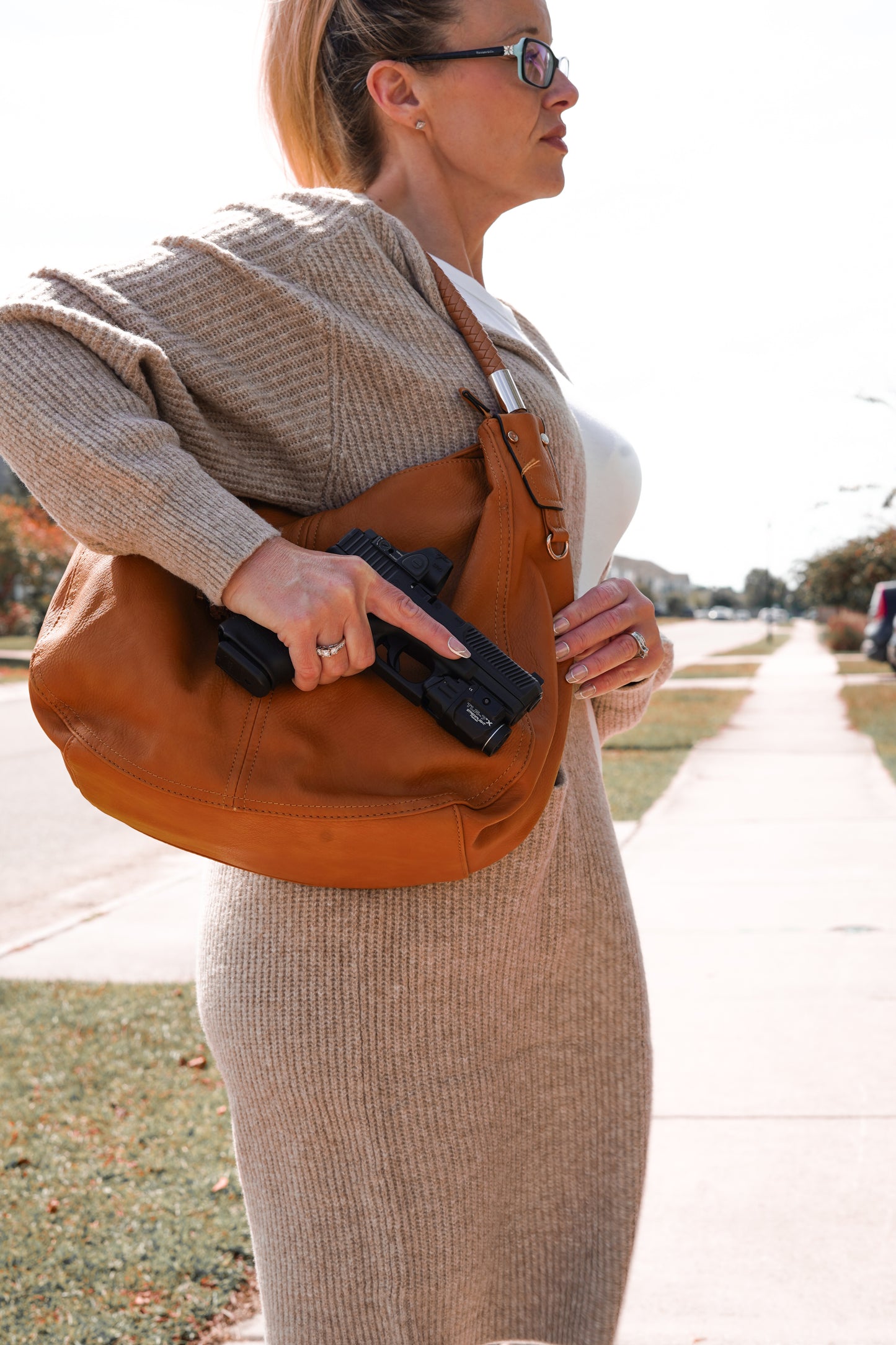 Sienna Concealed Carry Lock and Key Tassel Hobo Shoulder Bag