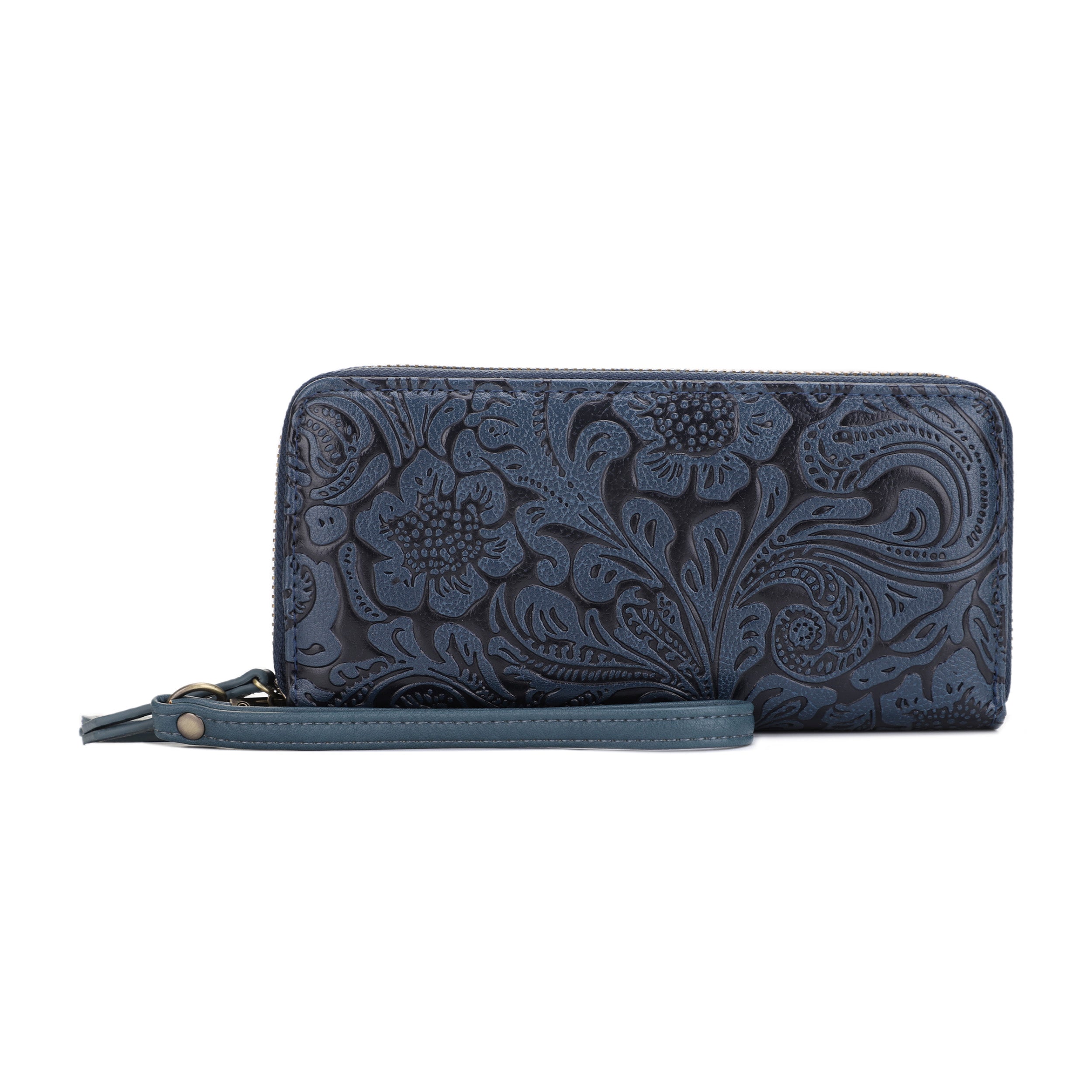 Filly Flora Embossed Wallet with Wrist Strap