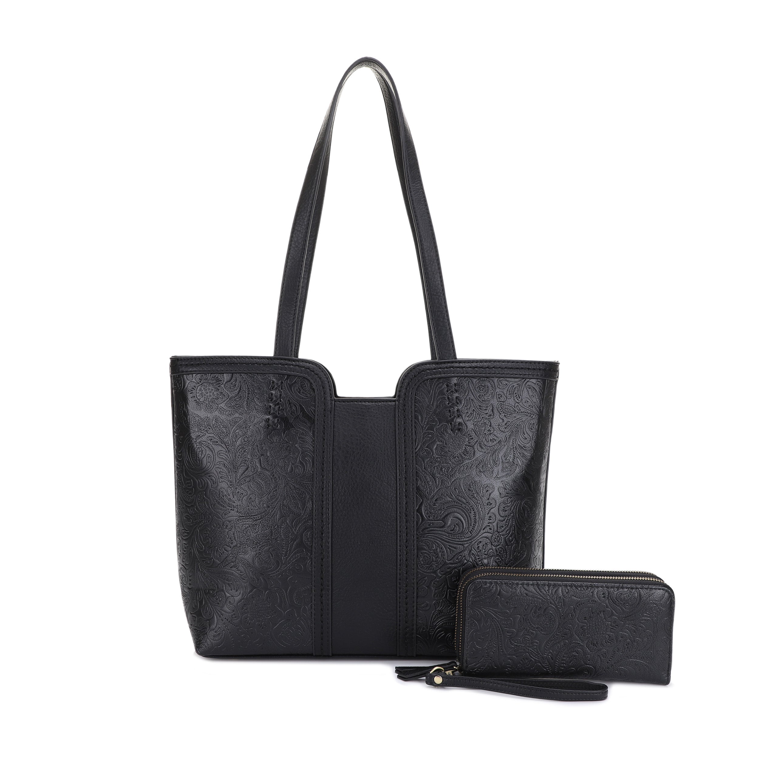 Cassidy Concealed Carry Tooled Tote Bag with Matching Wallet