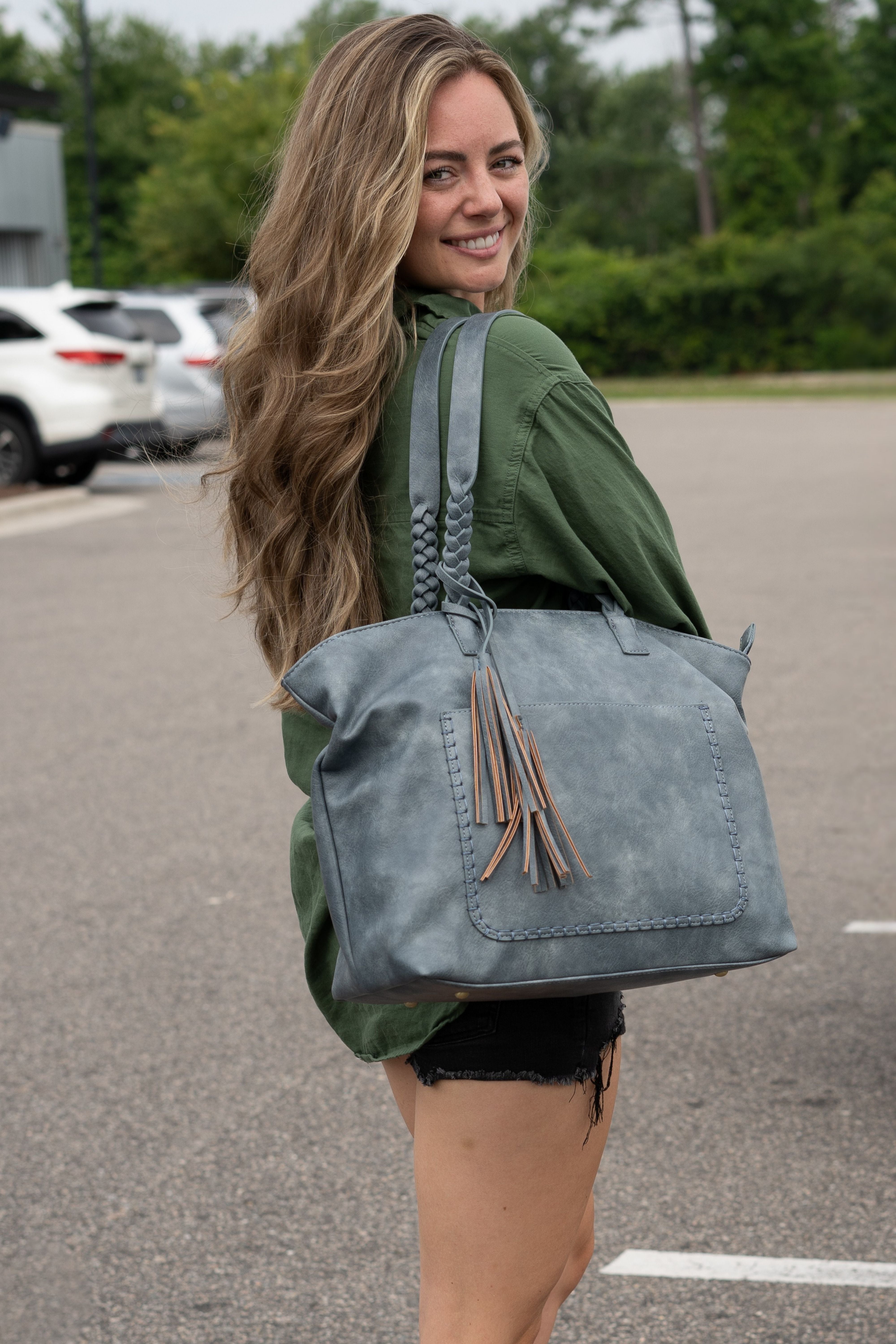 Helena Braided Handle Concealed Carry Tote Bag