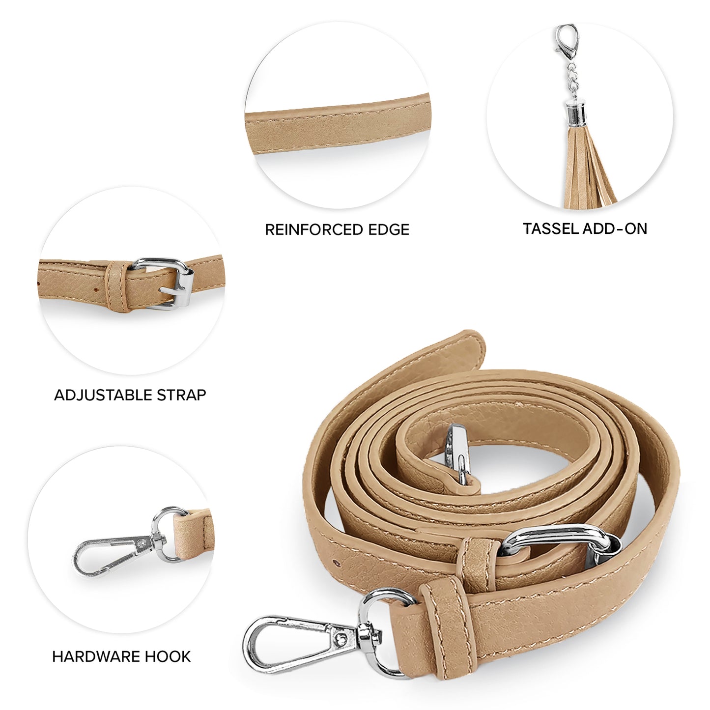 Replacement Shoulder Strap w/ Tassel - Silver Hardware