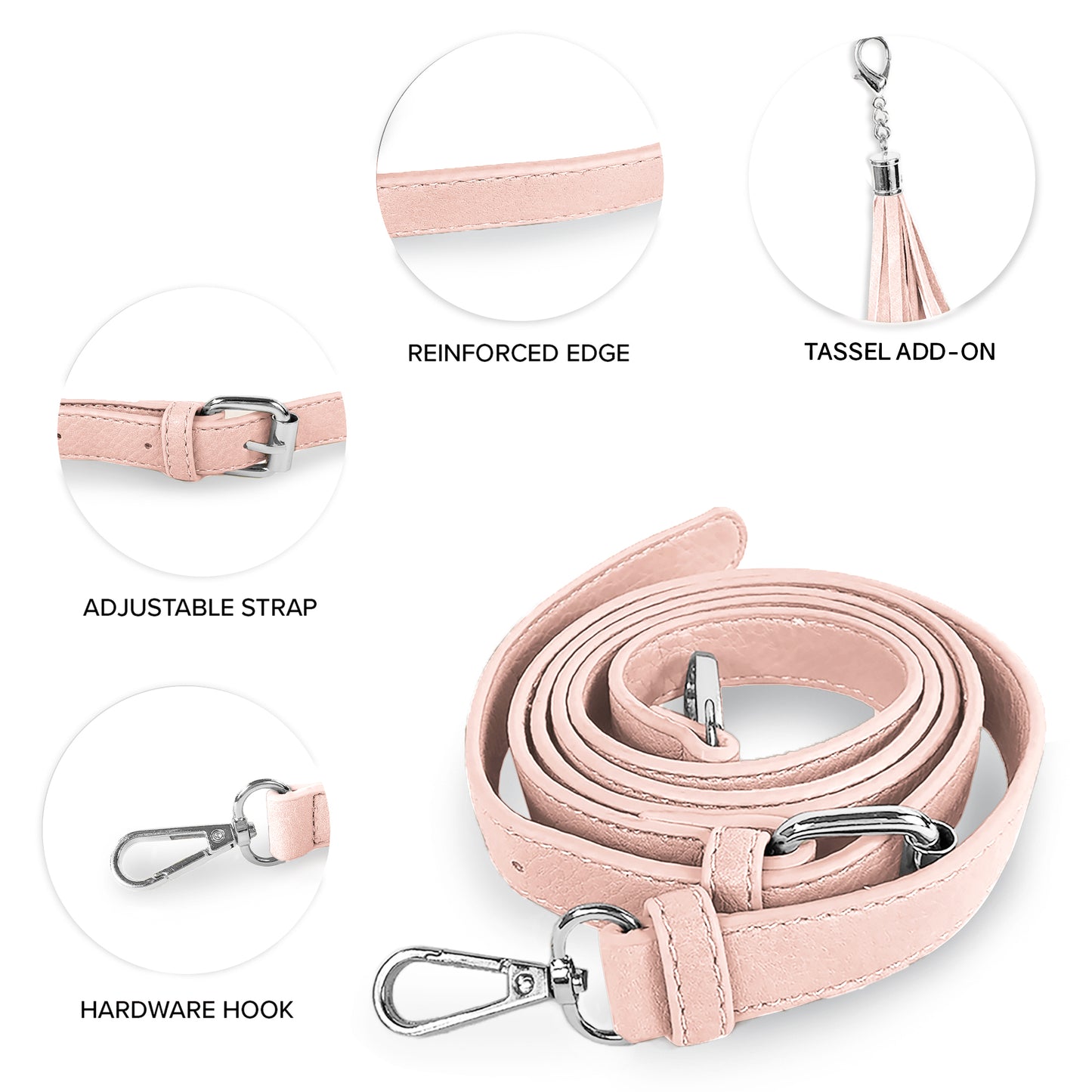 Replacement Shoulder Strap w/ Tassel - Silver Hardware