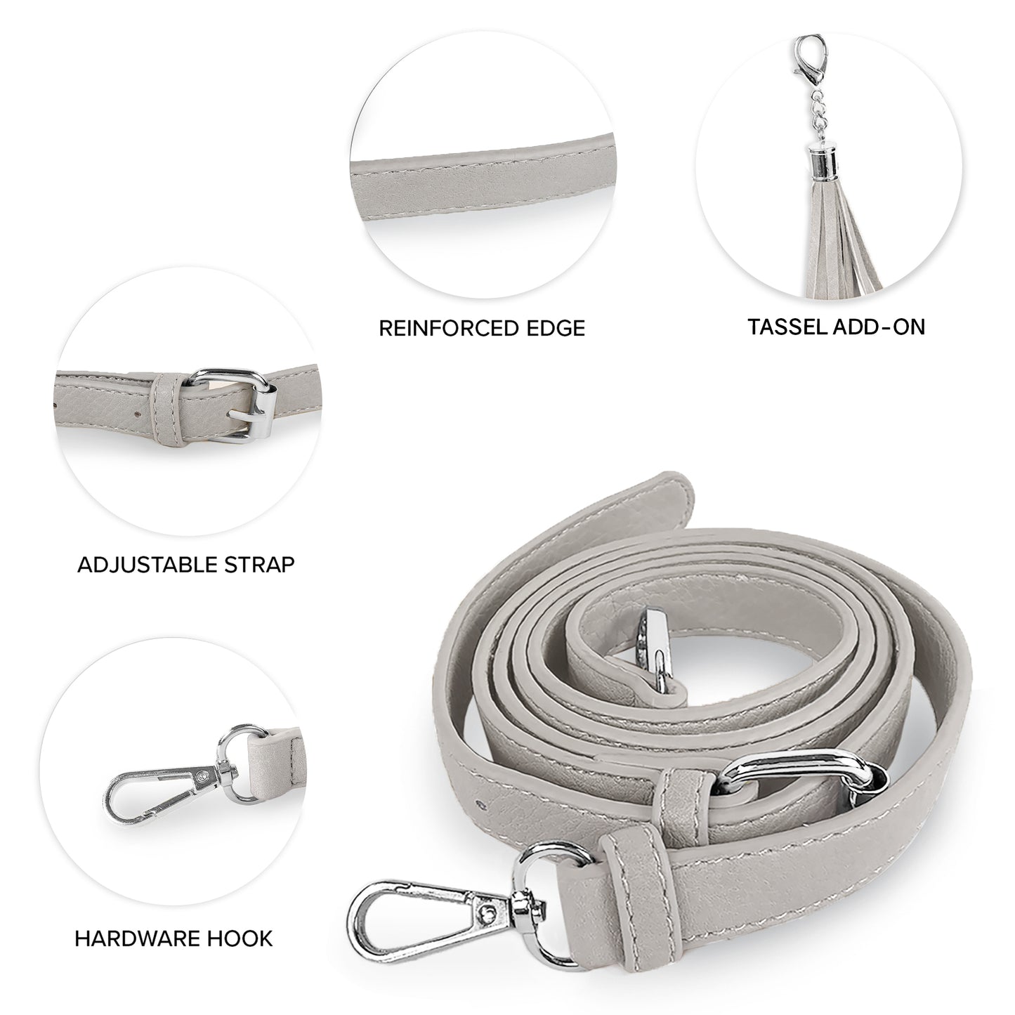 Replacement Shoulder Strap w/ Tassel - Silver Hardware
