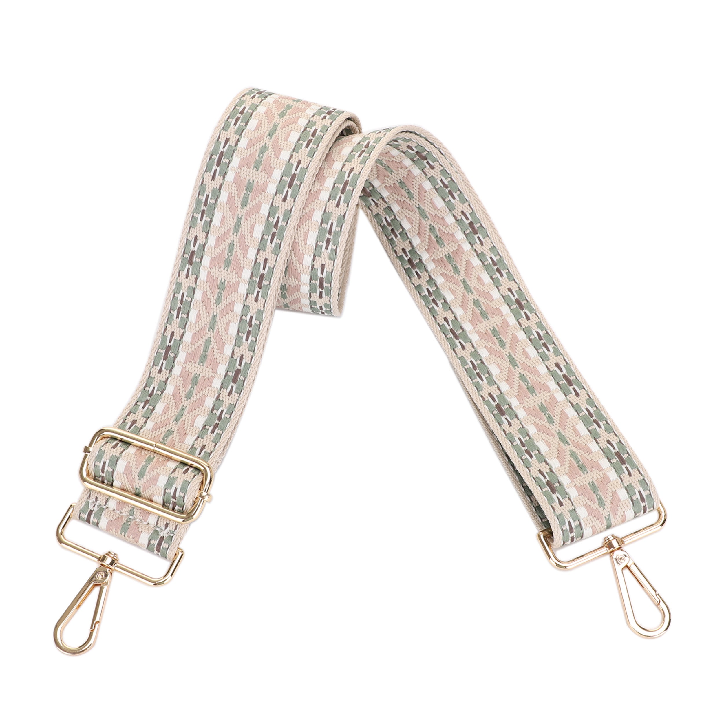 2 Inch Wide Replacement Webbing Strap with Gold Metal Hardware