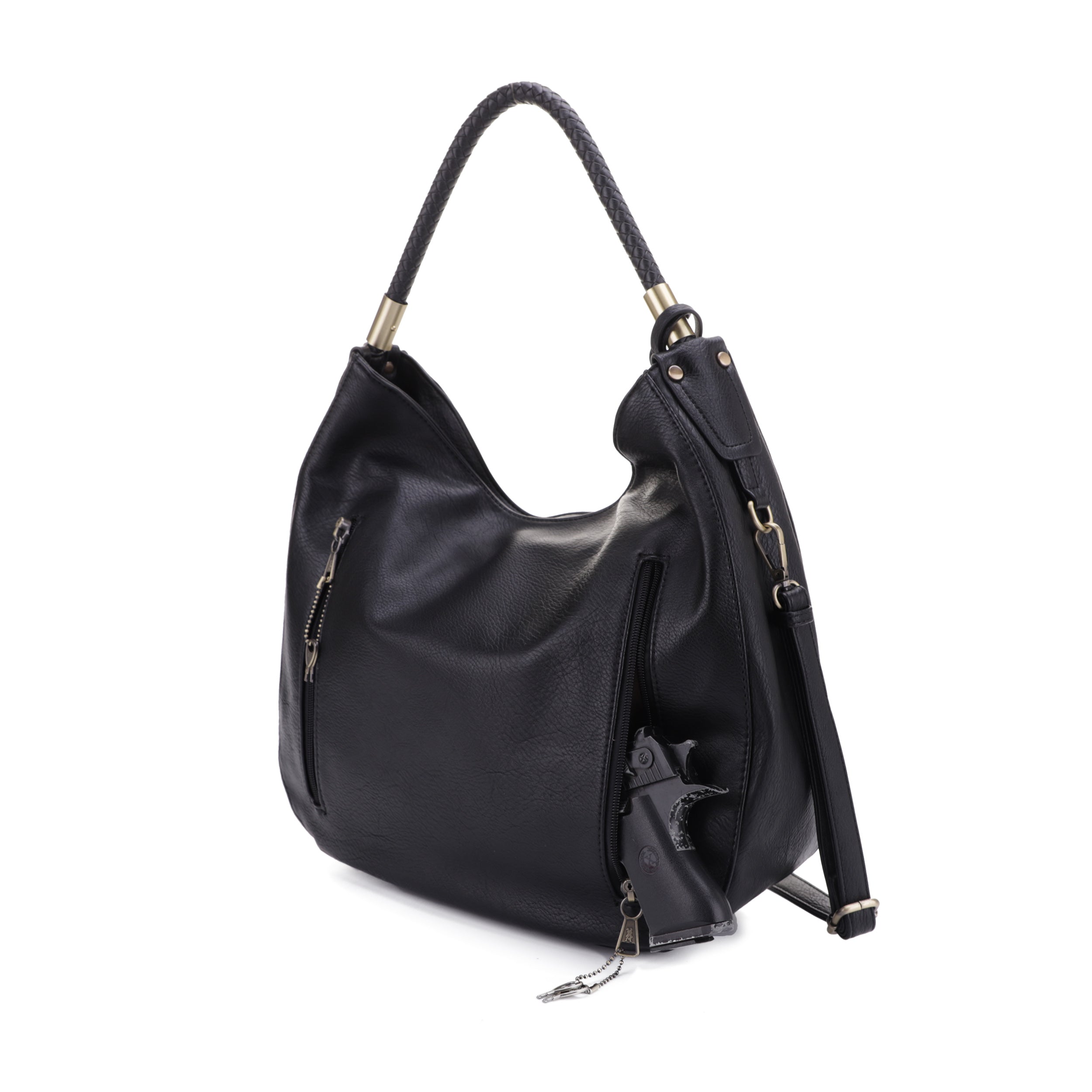 Sienna Concealed Carry Lock and Key Tassel Hobo Shoulder Bag