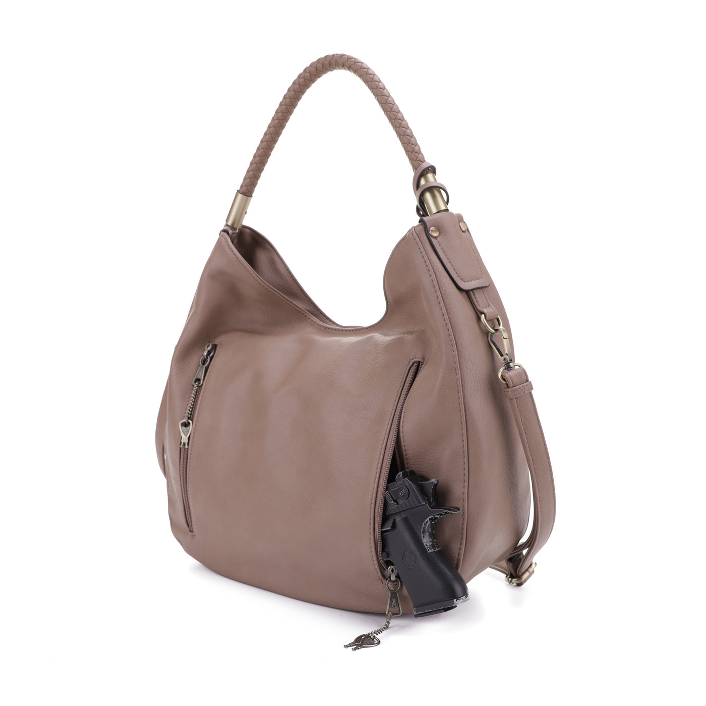 Sienna Concealed Carry Lock and Key Tassel Hobo Shoulder Bag