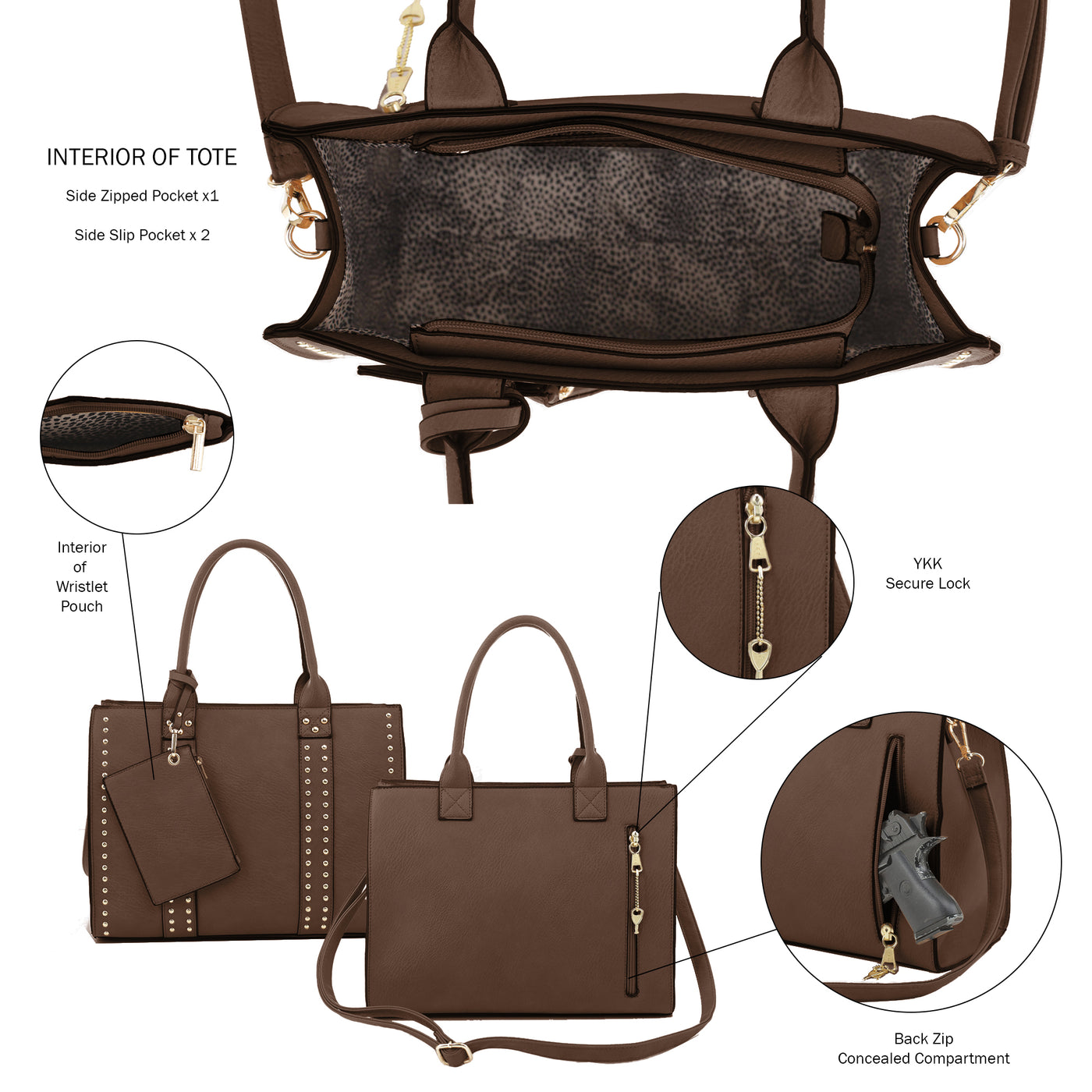 Kate Concealed Carry Lock and Key Satchel Set JessieJames Handbags