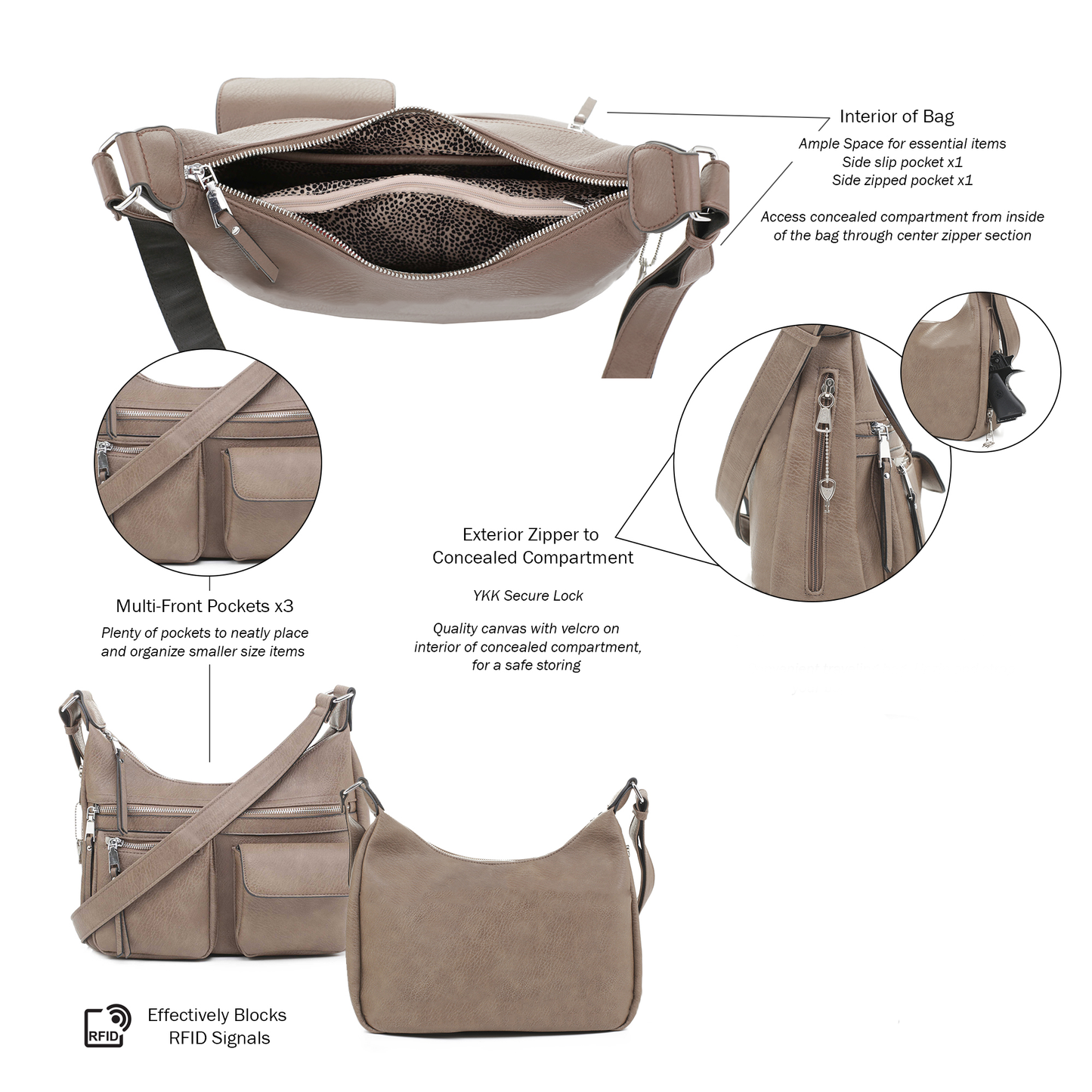 Elle Concealed Carry Hobo Handbag