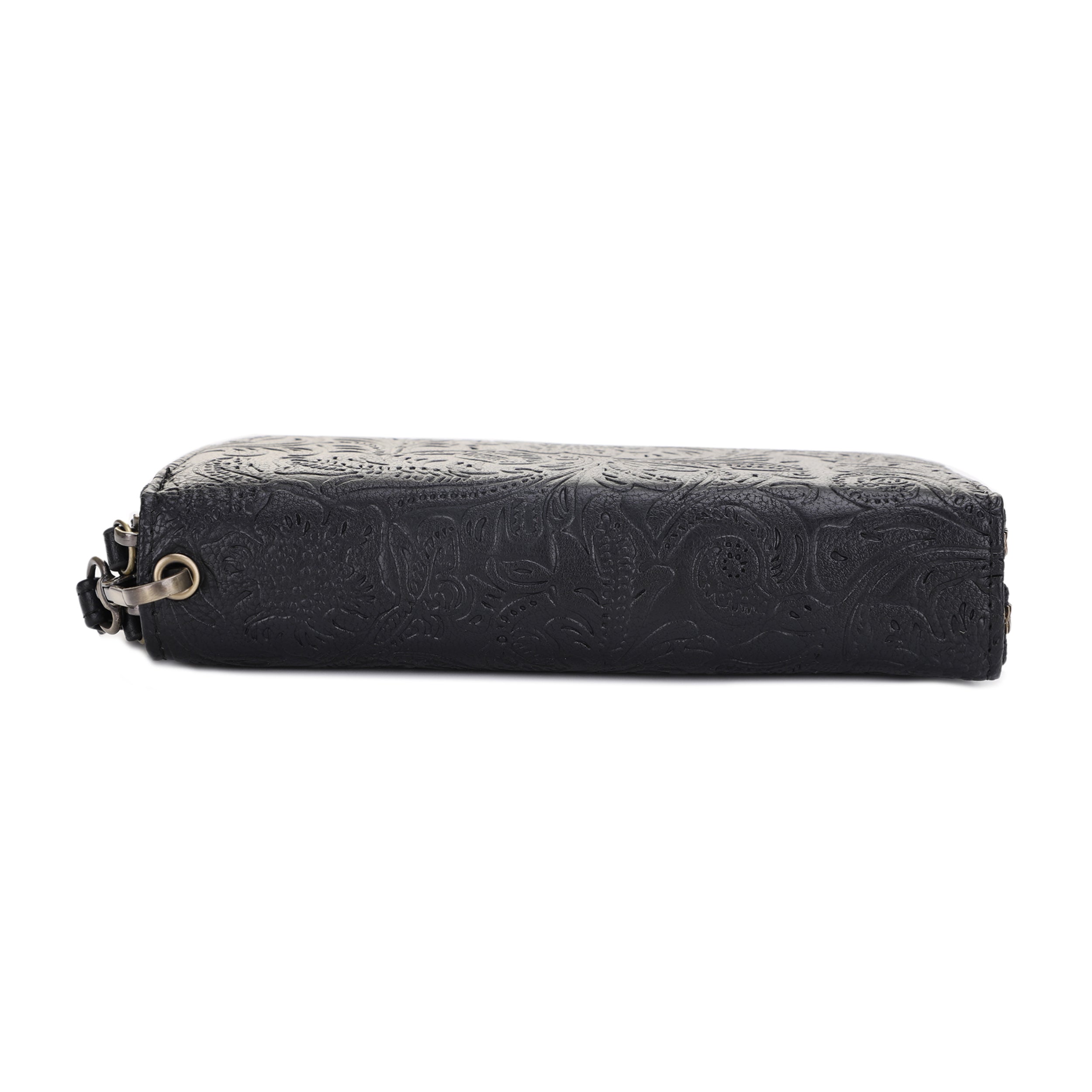 Filly Flora Embossed Wallet with Wrist Strap