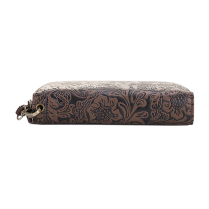 Filly Flora Embossed Wallet with Wrist Strap