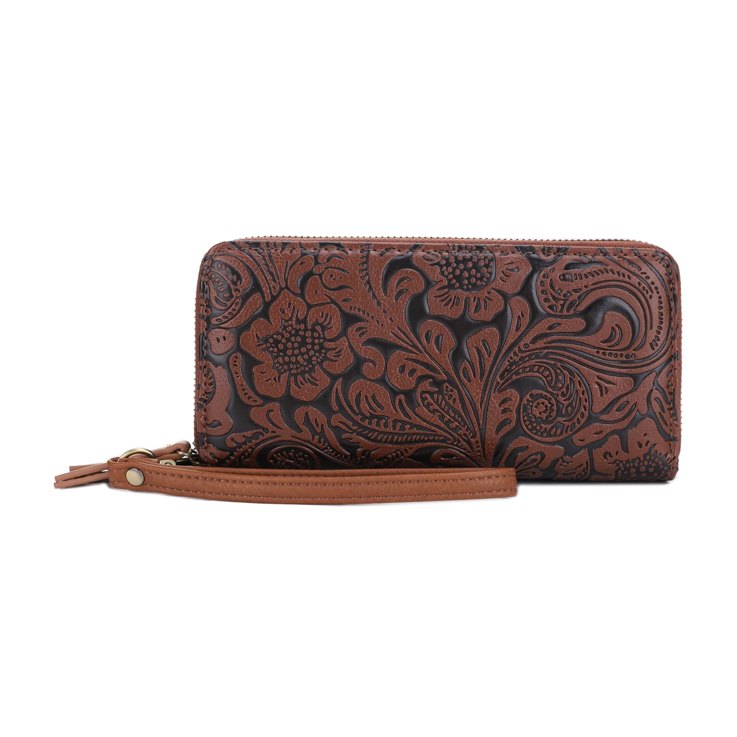 Filly Flora Embossed Wallet with Wrist Strap