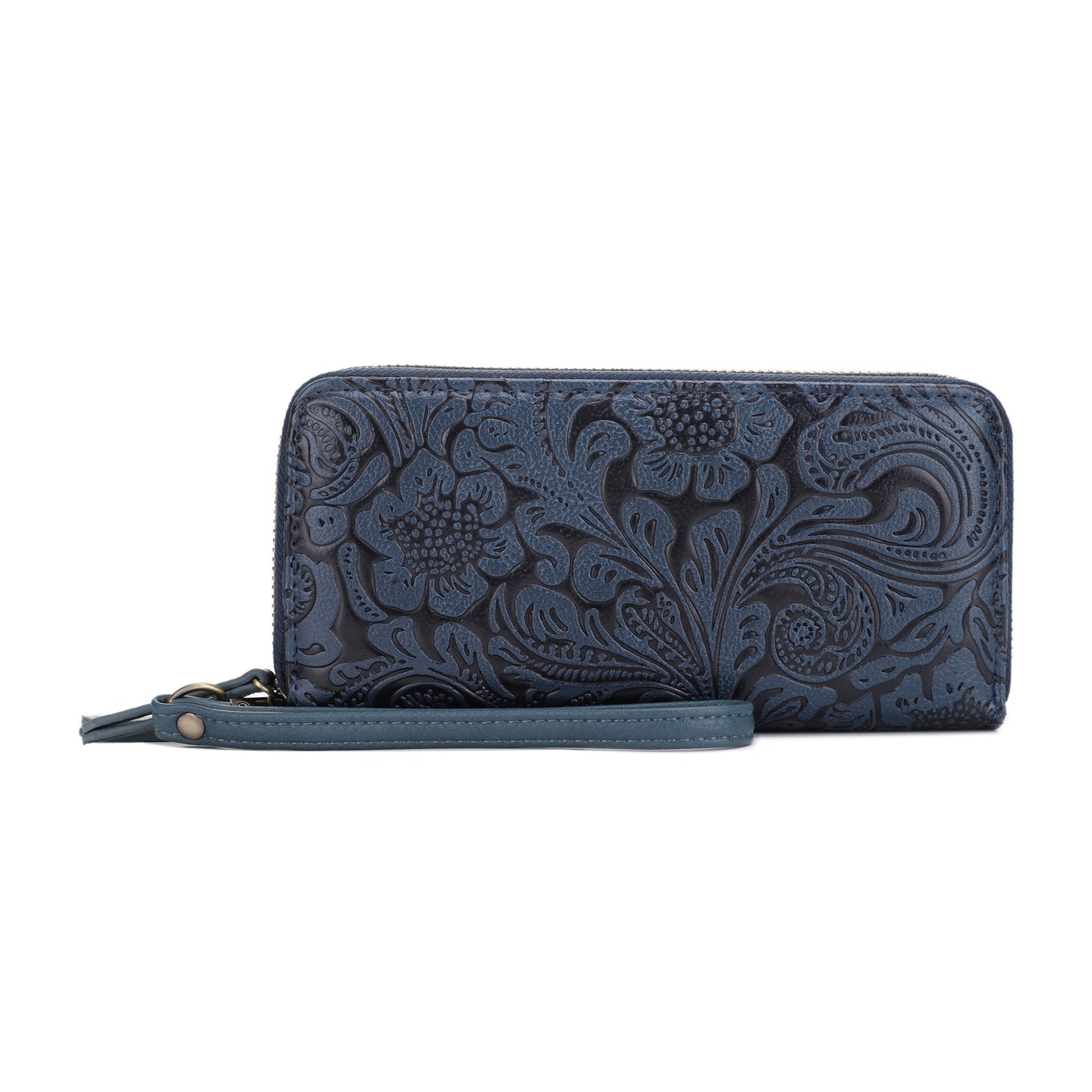 Filly Flora Embossed Wallet with Wrist Strap