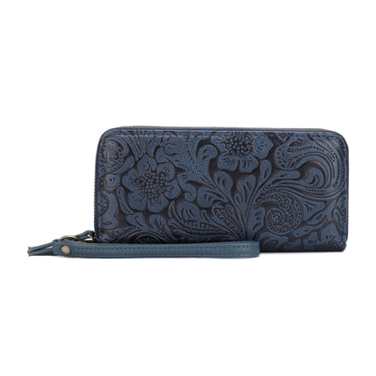 Filly Flora Embossed Wallet with Wrist Strap