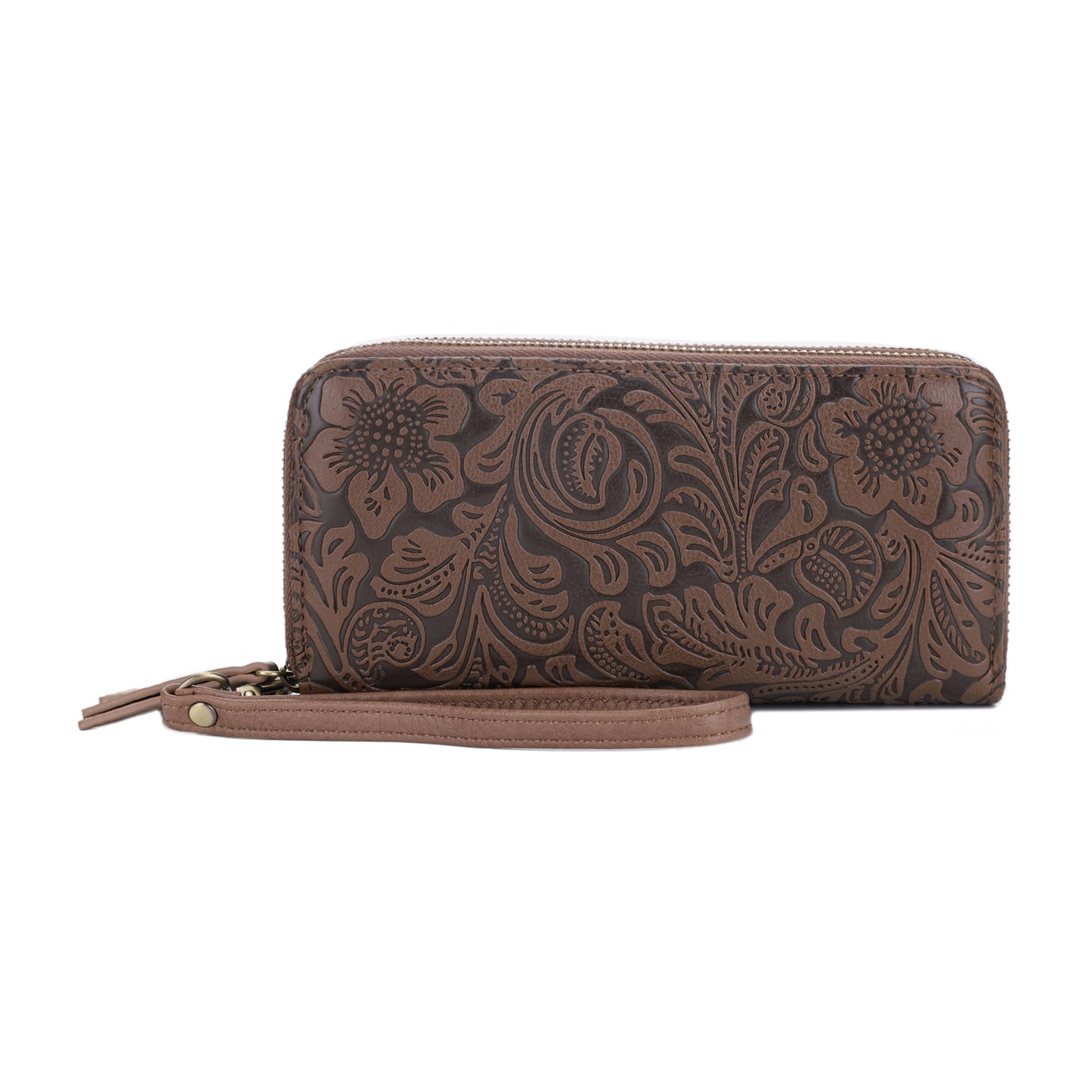 Filly Flora Embossed Wallet with Wrist Strap