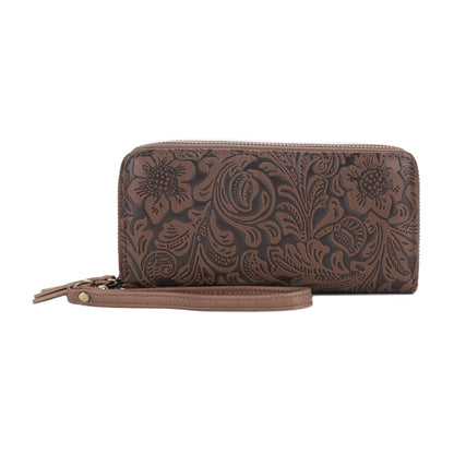 Filly Flora Embossed Wallet with Wrist Strap