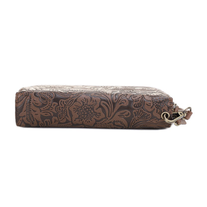 Filly Flora Embossed Wallet with Wrist Strap