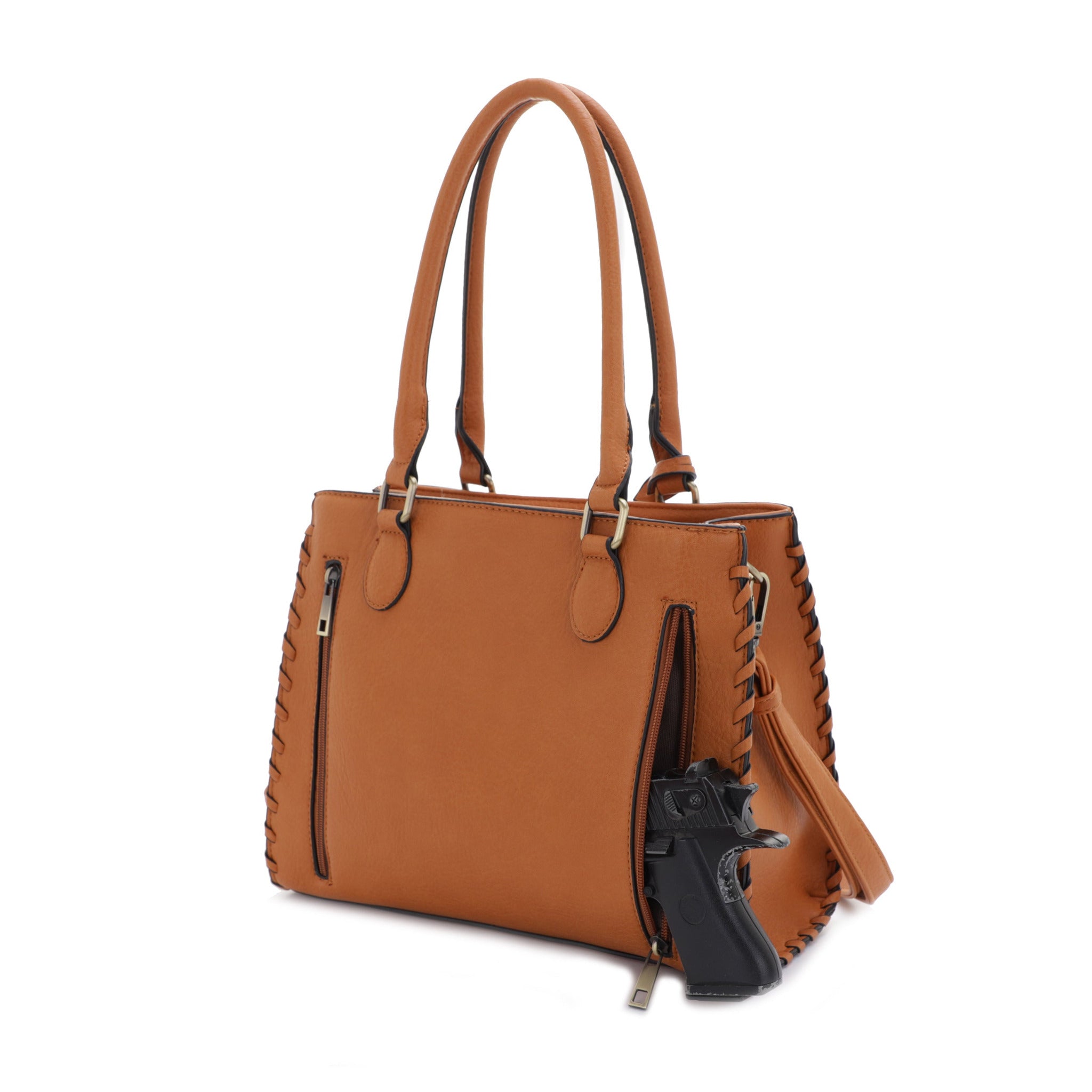 Borsa trapuntata in pelle sintetica con manico superiore - Kaki - Donna