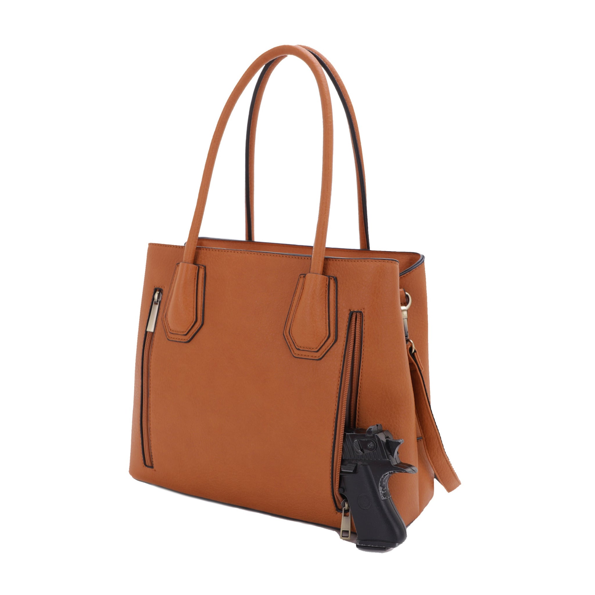 Jessie & James Concealed Carry Satchel - Faux Leather Crossbody Bag With Hidden Gun Pocket