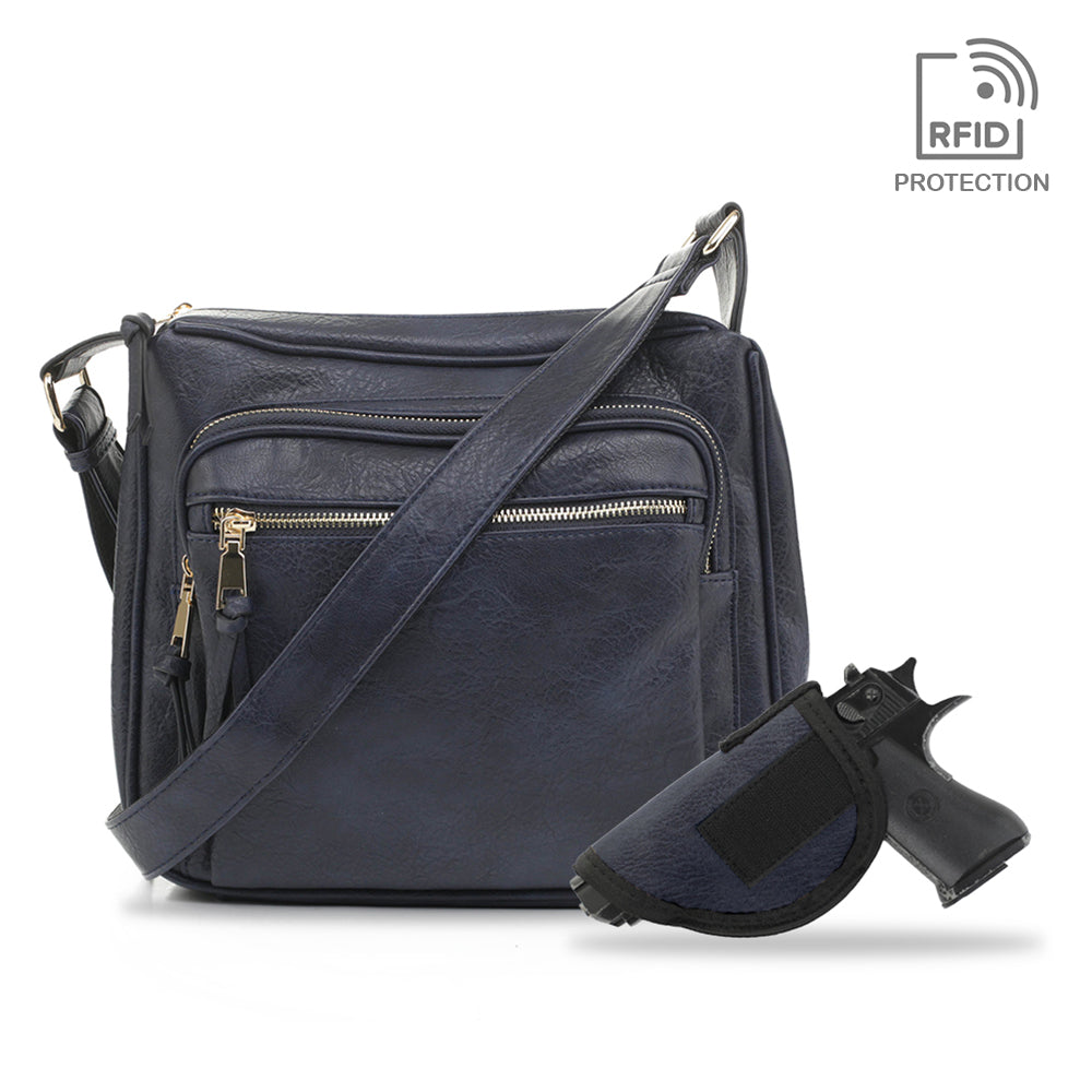 Jessie & James RFID Blocking Concealed Carry Lock N' Key Crossbody - Navy